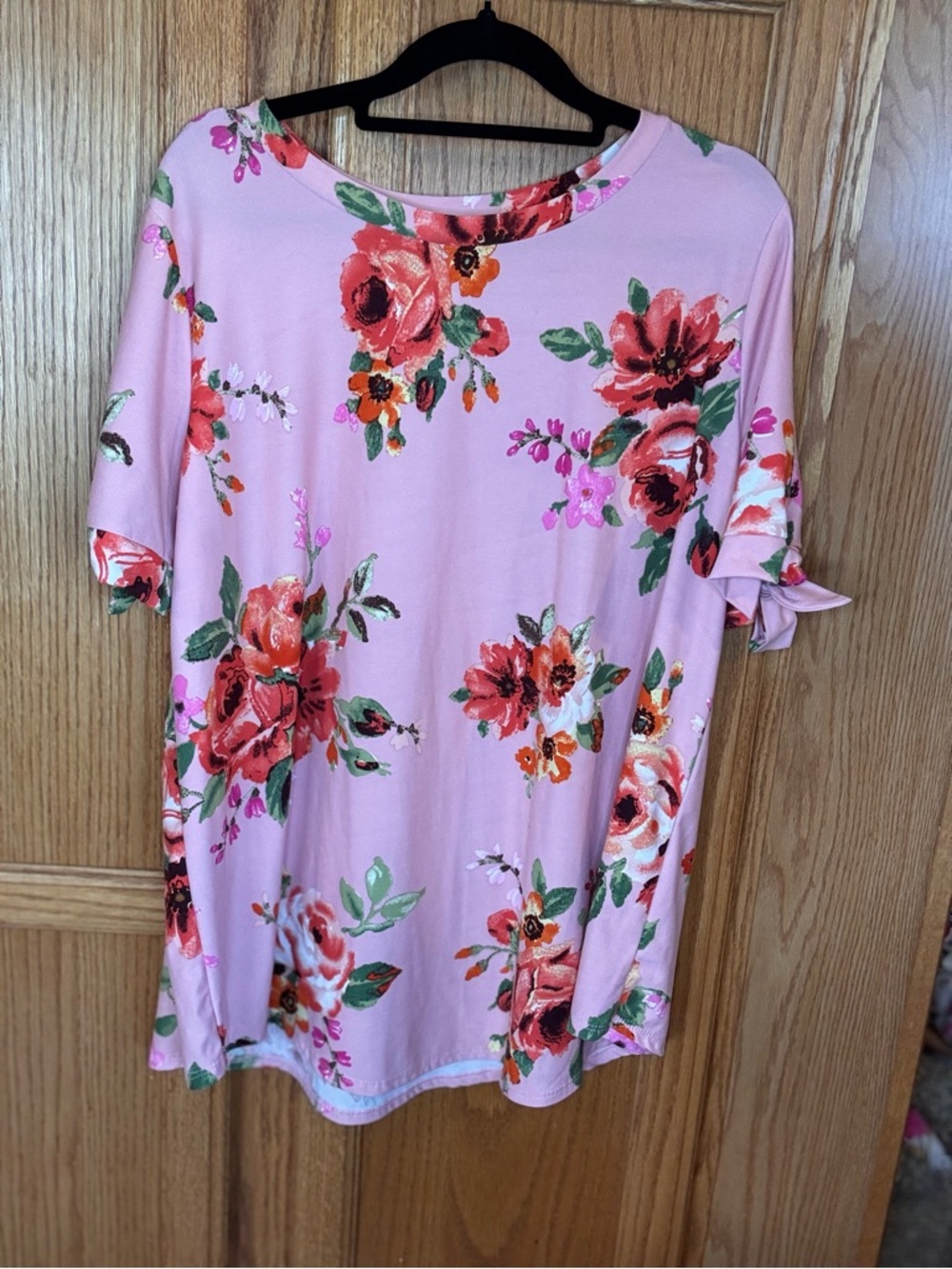 Reborn J Pink Floral Tie Sleeve Blouse XL
